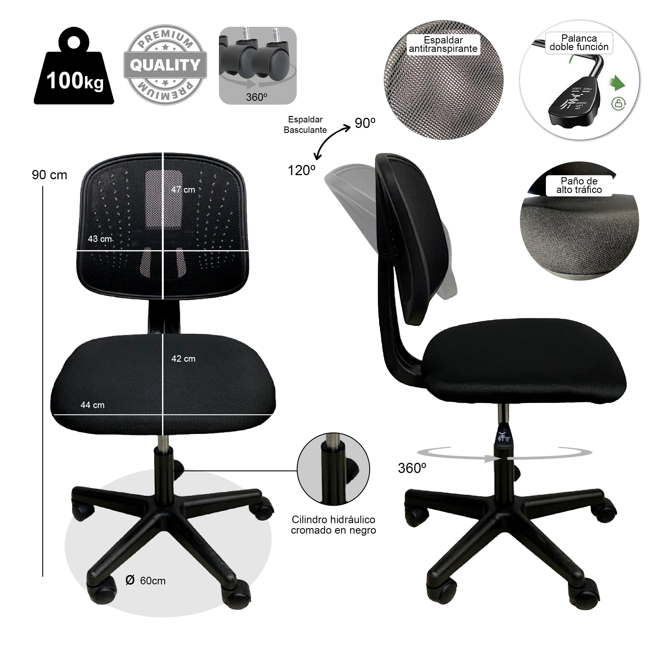 Silla  Polonia - Ergonómica con Espaldar Antitranspirante