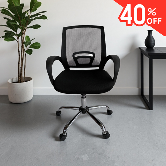 Silla Rafaela -  Ergonómica con Respaldo de Malla y Base Cromada