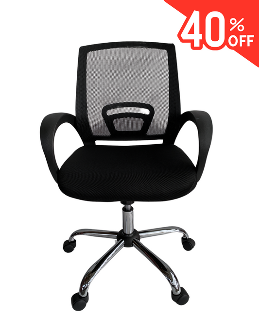 Silla de Oficina Ergonómica con Respaldo de Malla y Base Cromada