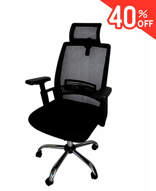 Silla Ergonómica alta calidad ejecutiva con Reposacabezas y Respaldo en Malla
