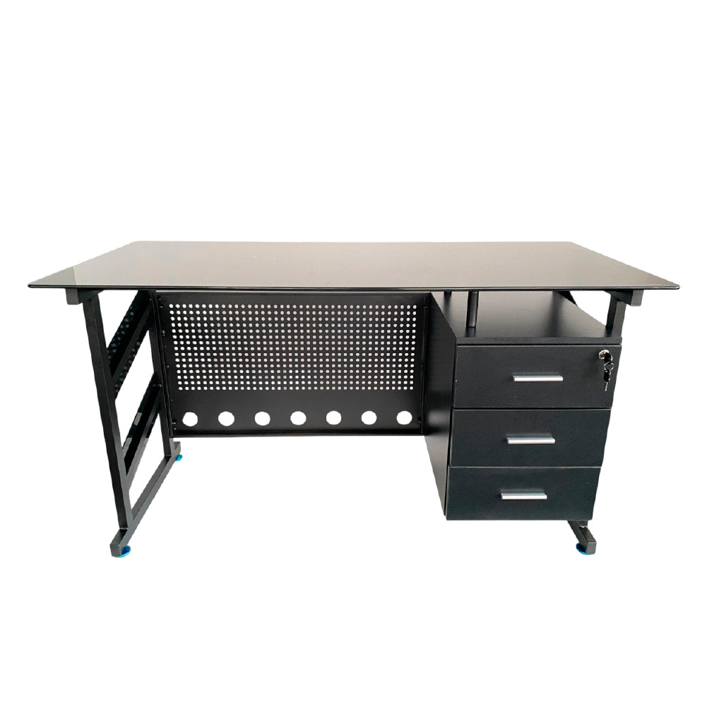 Escritorio de Vidrio Templado con Estructura Metálica | Moderno y Resistente CT 3310