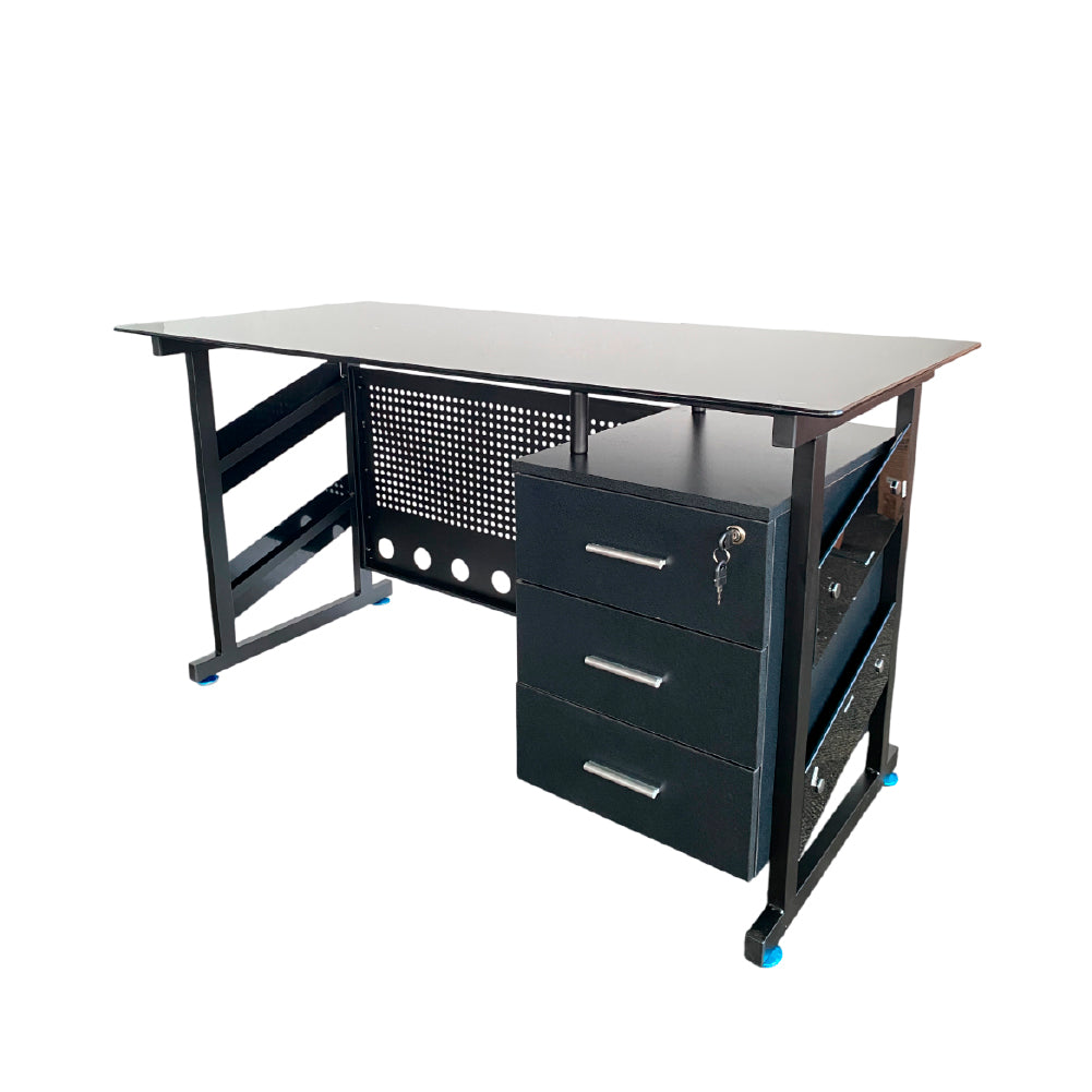 Escritorio de Vidrio Templado con Estructura Metálica | Moderno y Resistente CT 3310