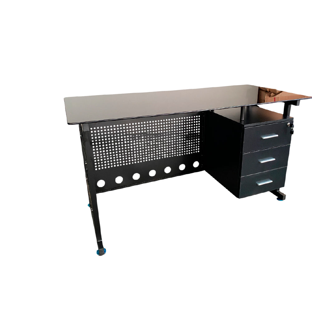 Escritorio de Vidrio Templado con Estructura Metálica | Moderno y Resistente CT 3310