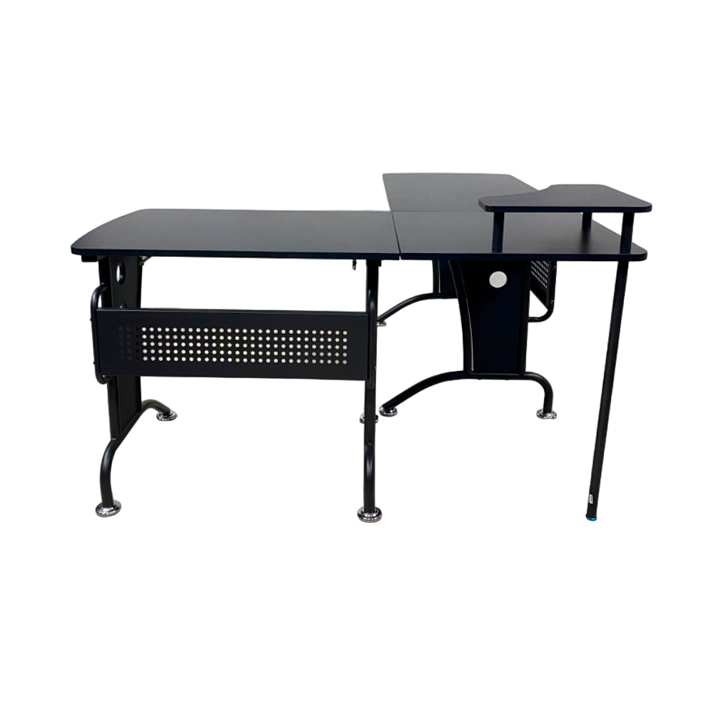 Escritorio en Forma de L -  Color Negro Moderno Madera y Metal