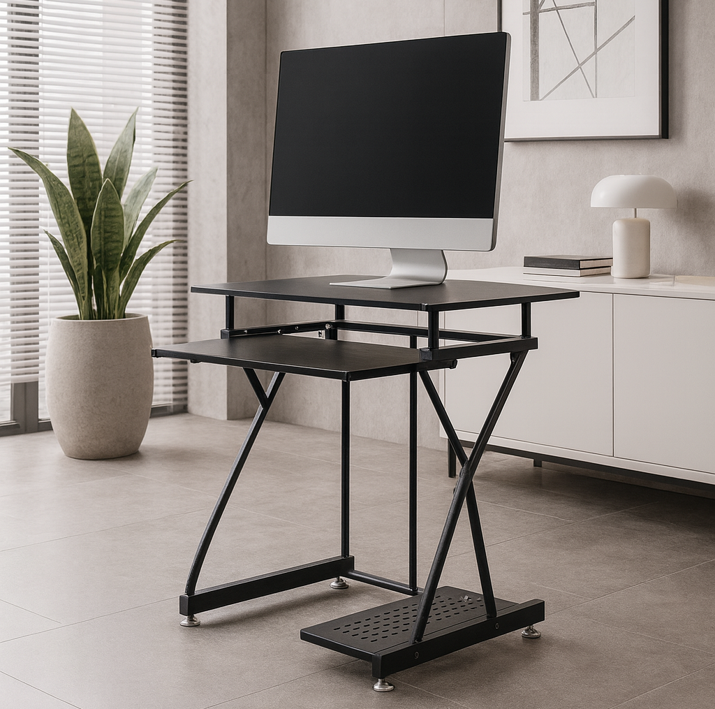 Escritorio para PC vidro Templado y estructura metálica