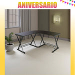 Escritorio en forma de L negro moderno madera y metal – funcional y duradero