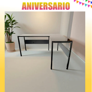 Escritorio de vidrio en L Diseño Moderno - CT-3873