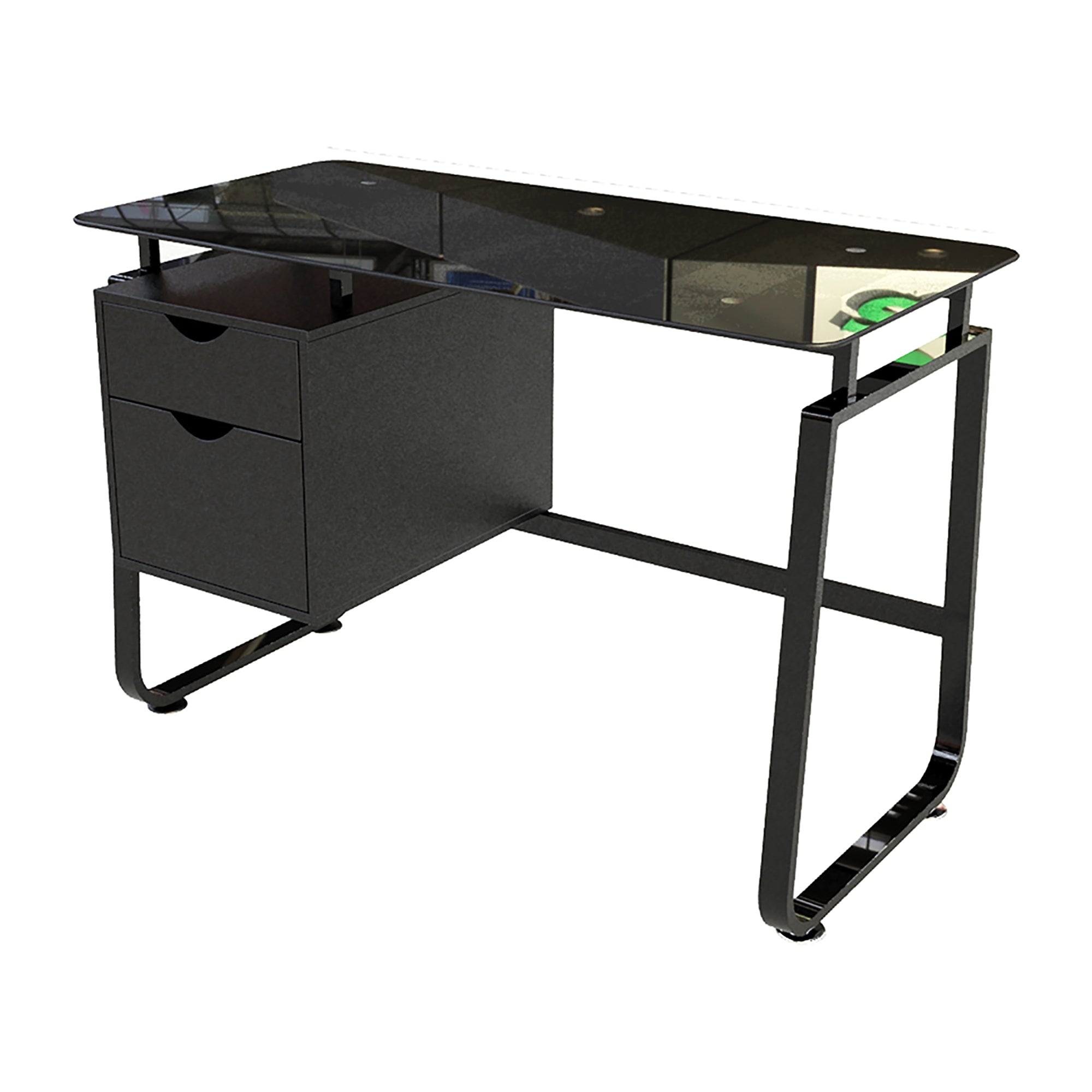 Escritorio vidrio con gaveteros color negro diseño moderno – RX-1183