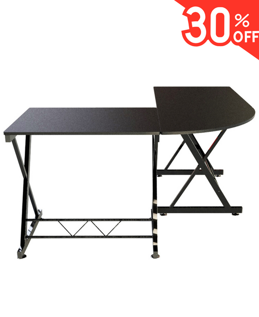 Escritorio en forma de L negro moderno madera y metal – funcional y duradero