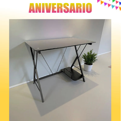 Escritorio moderno de vidrio y metal con diseño versátil - RX 1156