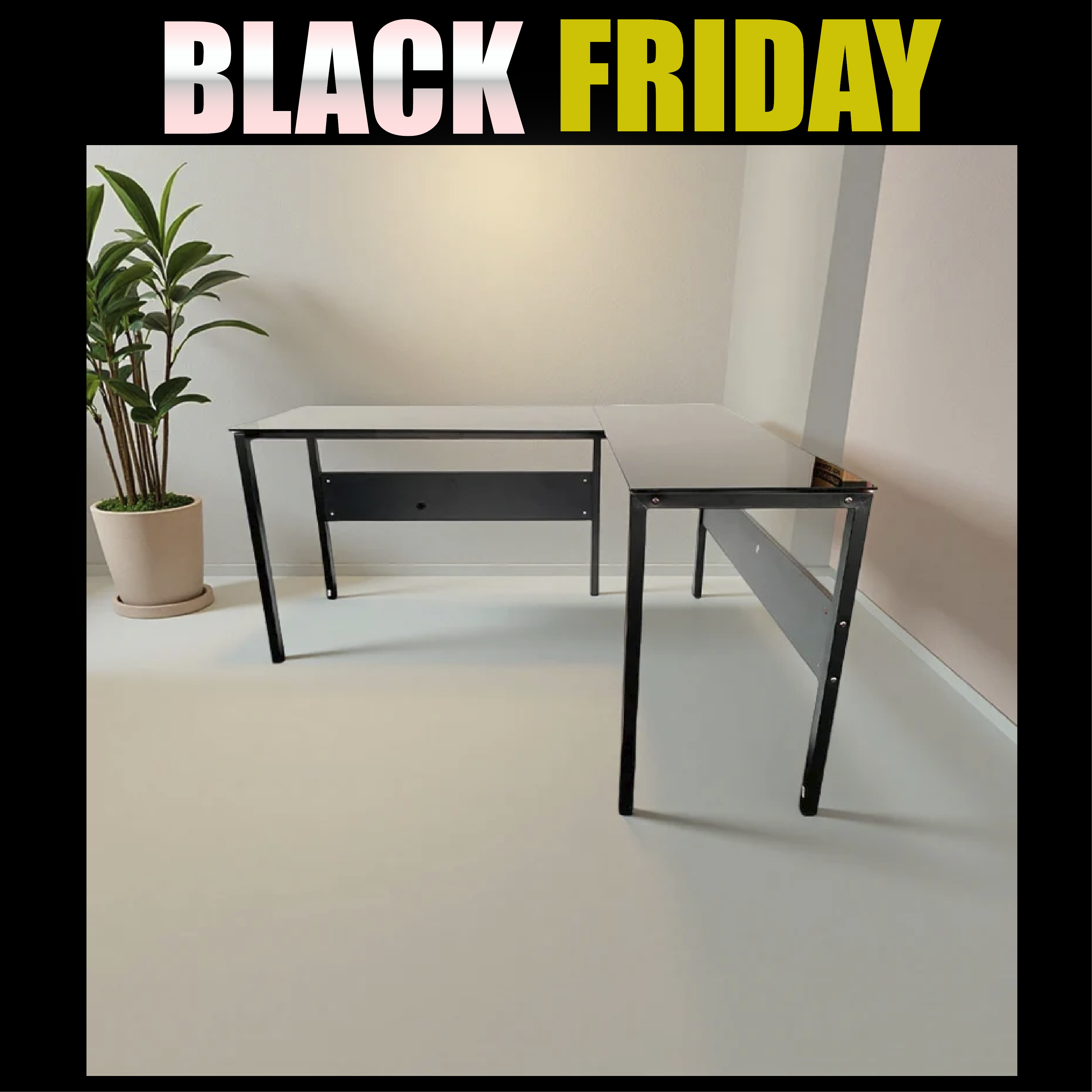 Escritorio de vidrio en L Diseño Moderno - CT-3873