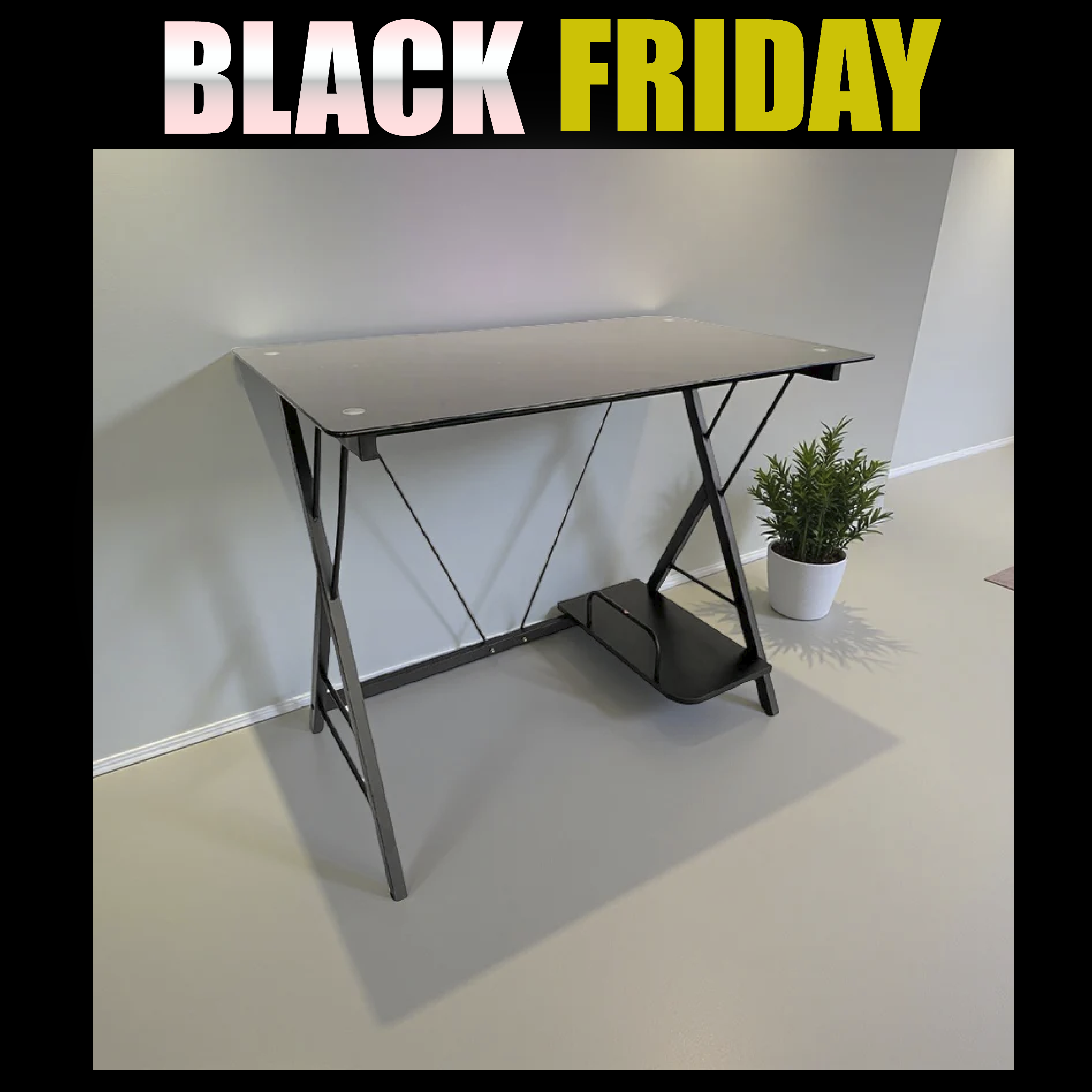 Escritorio moderno de vidrio y metal con diseño versátil - RX 1156