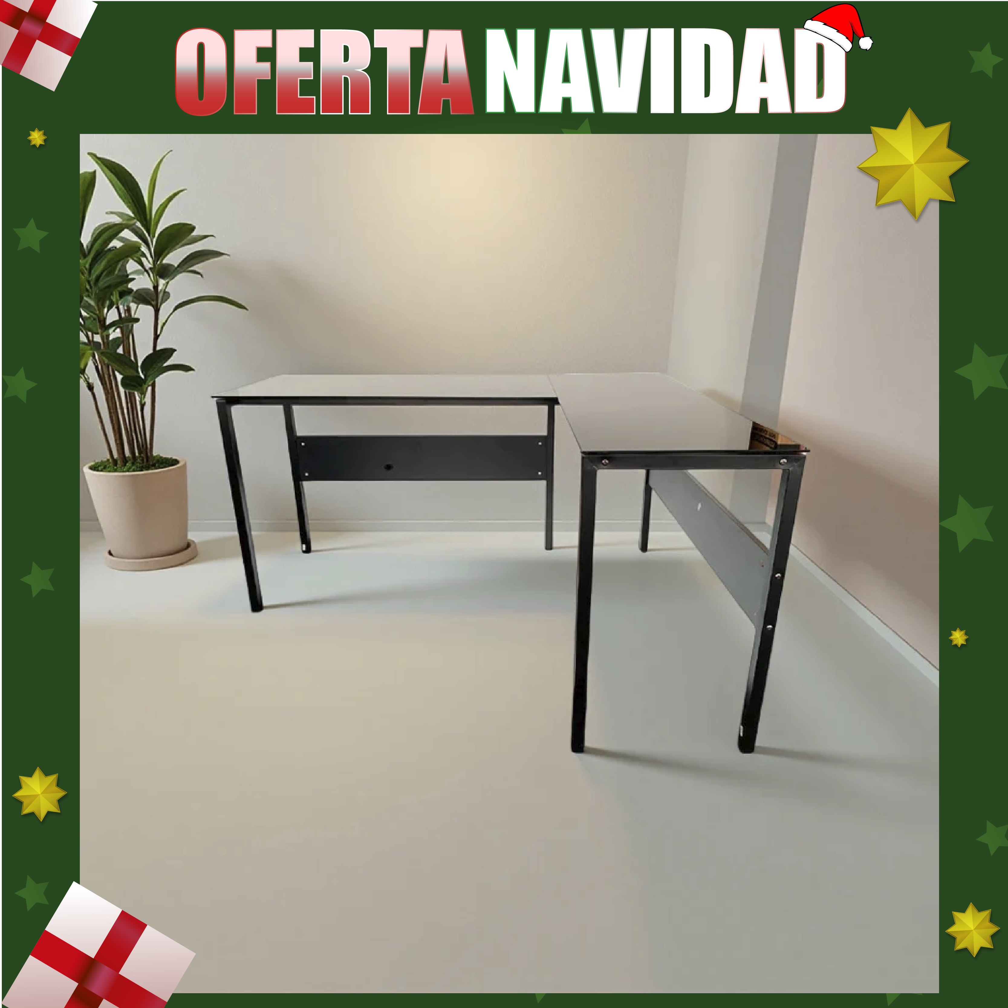 Escritorio de vidrio en L Diseño Moderno - CT-3873