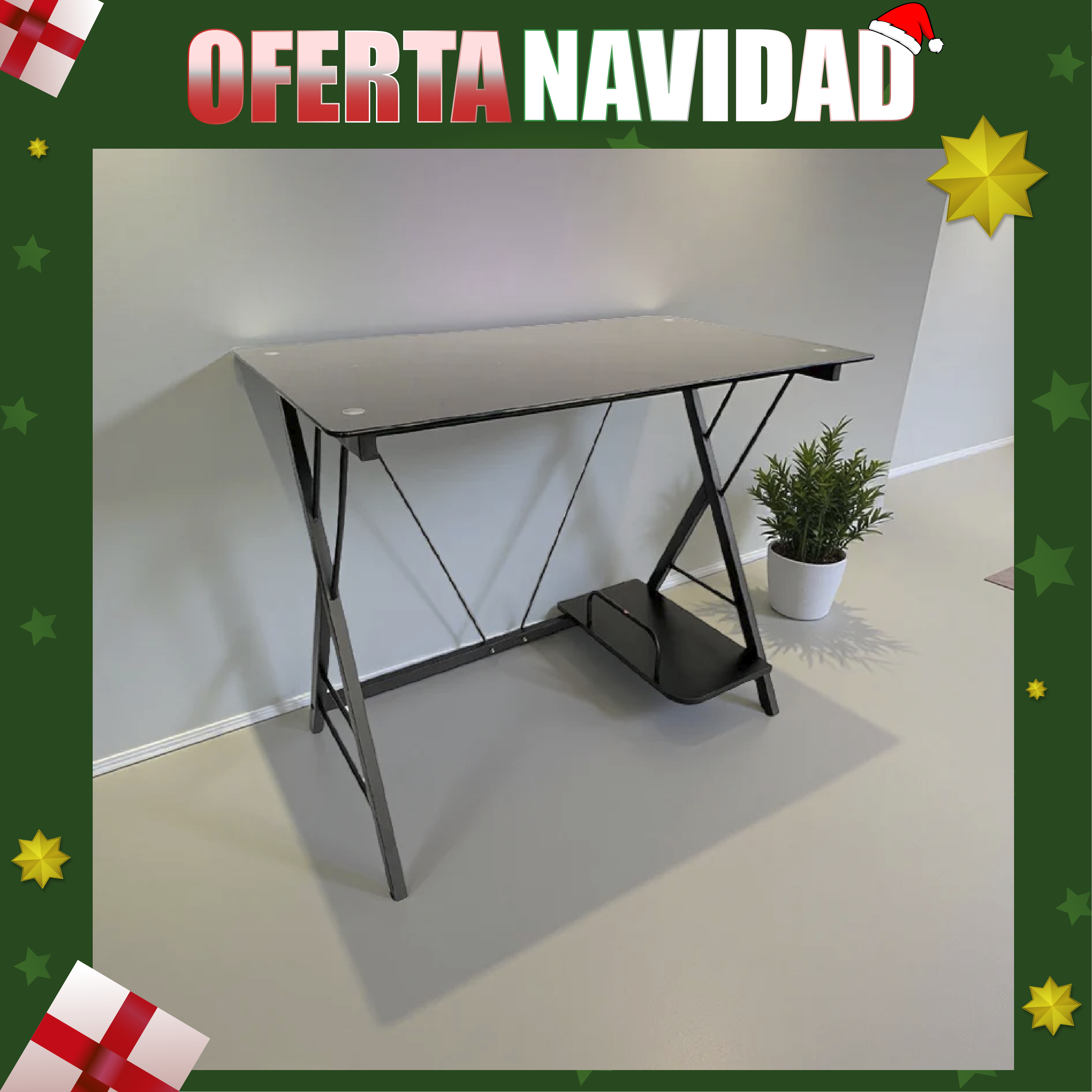 Escritorio moderno de vidrio y metal con diseño versátil - RX 1156