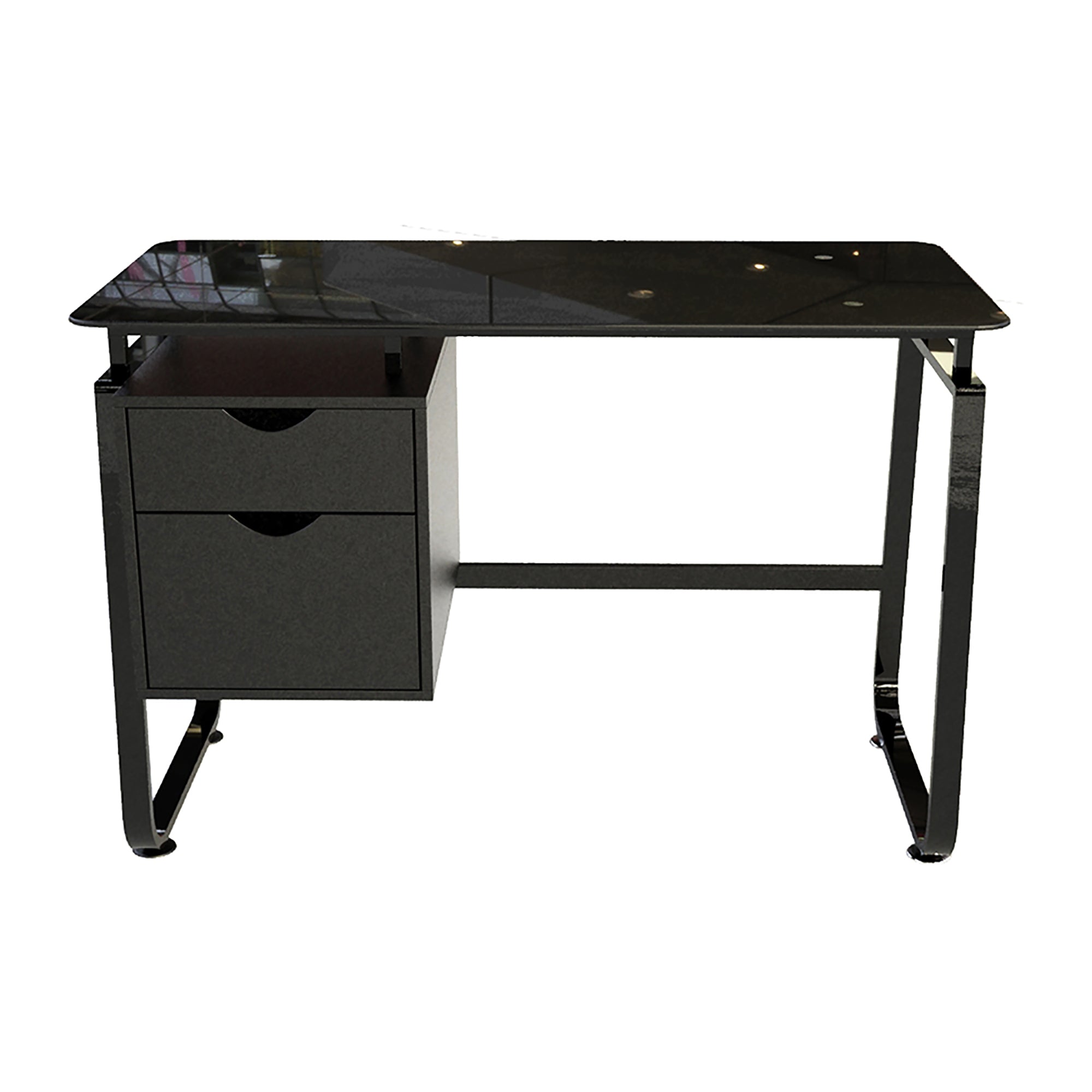 Escritorio vidrio con gaveteros color negro diseño moderno – RX-1183
