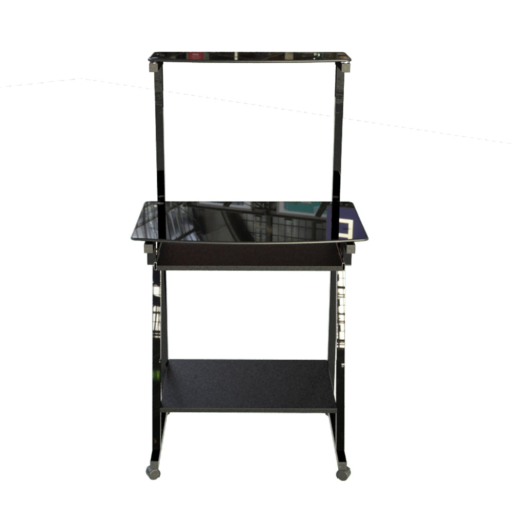Escritorio compacto elegante negro vidrio y metal - RX-7902