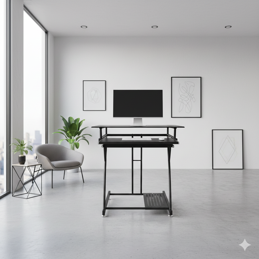 Escritorio para PC vidro Templado y estructura metálica