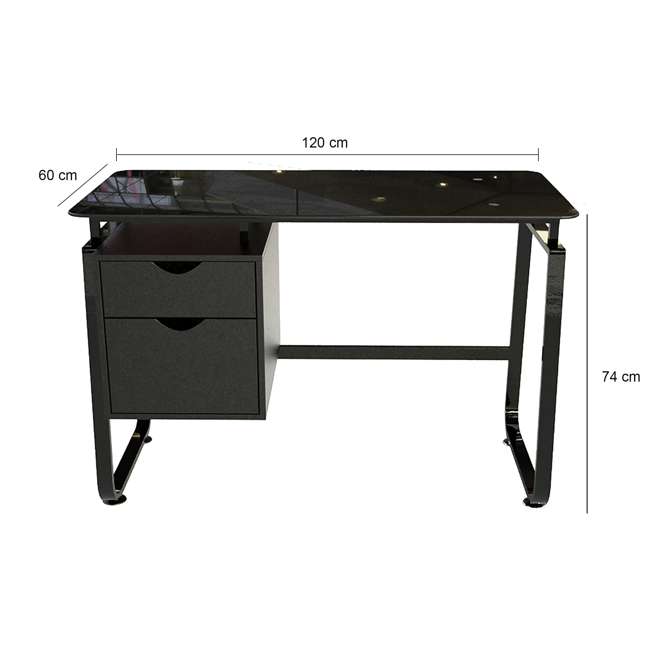 Escritorio vidrio con gaveteros color negro diseño moderno – RX-1183
