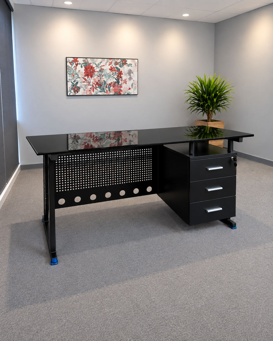 Escritorio RX D1706 de Vidrio Templado con Estructura Metálica | Moderno y Resistente