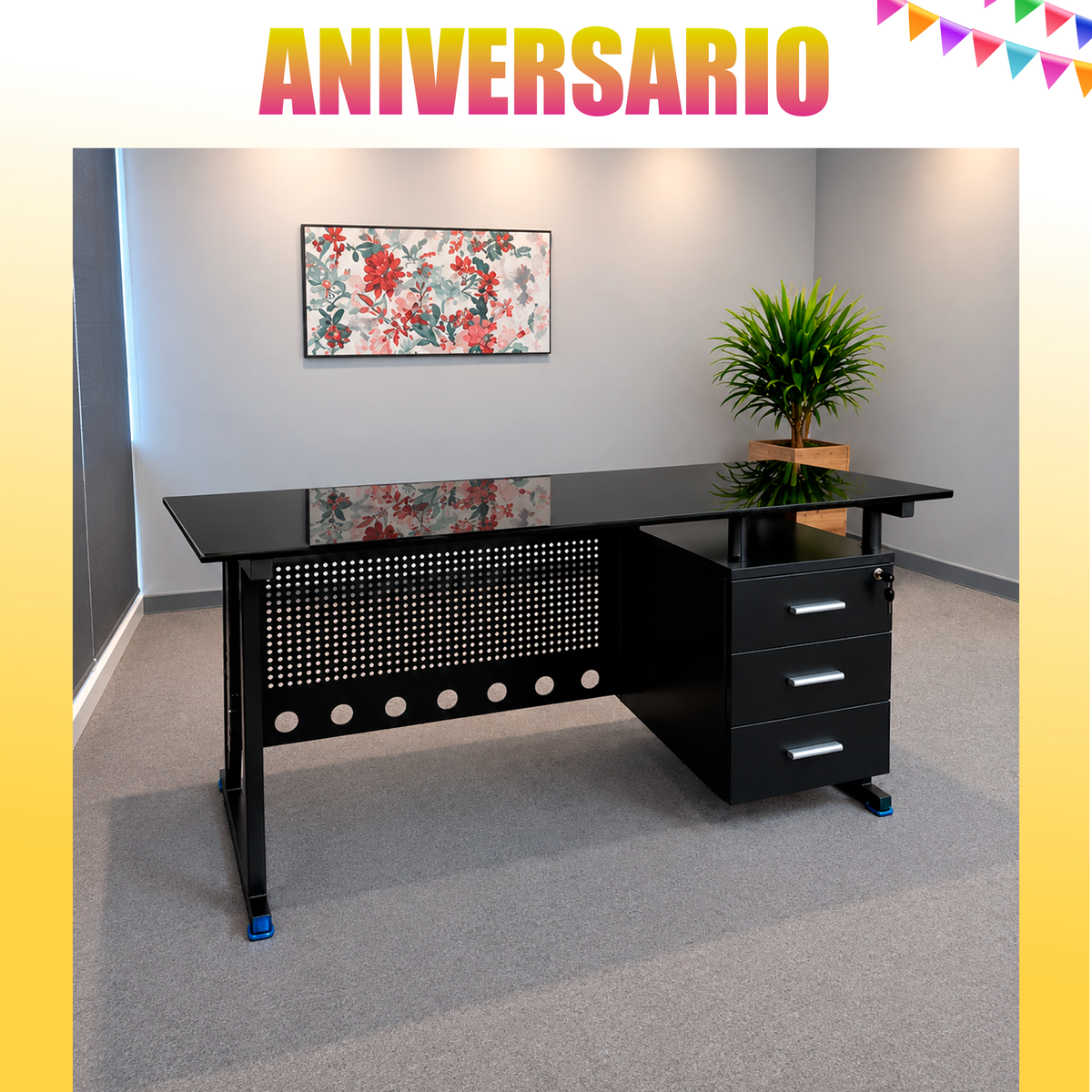 Escritorio RX D1706 de Vidrio Templado con Estructura Metálica | Moderno y Resistente