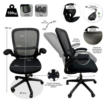 Silla Kata - De Espaldar Alto con Brazos Ajustable
