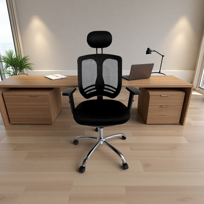 Silla Con Respaldo de Malla base cromada - Emma