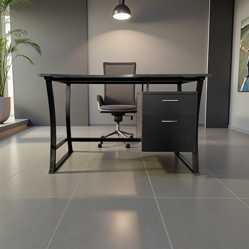 Escritorio diseño moderno con gavetas y estructura madera metal  S-225
